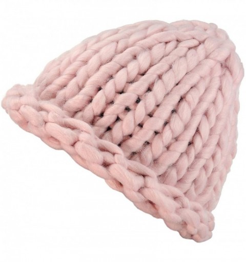 Skullies & Beanies Solid Color Handmade Big Chunky Loop Helsinski Hat Beanie - Pink - CZ127WC8Z4D $14.54
