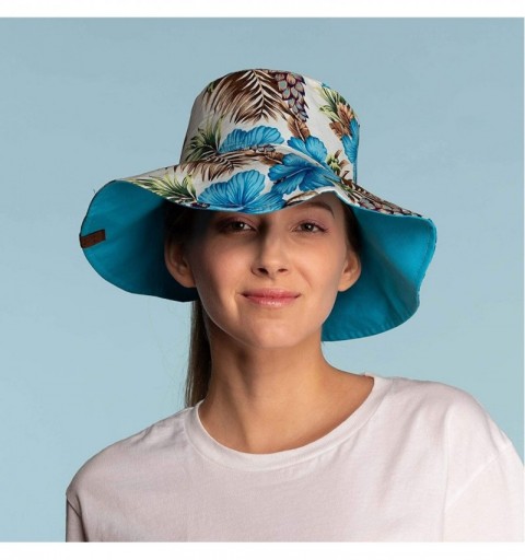 Sun Hats Hatsandscarf Exclusives Ponytail Reversible Printed Bucket Sun Hat UV Protection Packable Beach Hat (ST-2224) - C518...