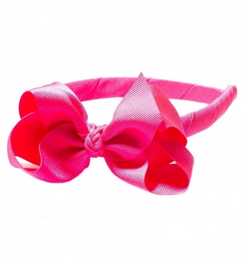 Headbands Girls"Lila" Grosgrain Bow Headband O/S Neon Pink - Neon Pink - CQ11WGEZP8H $12.16