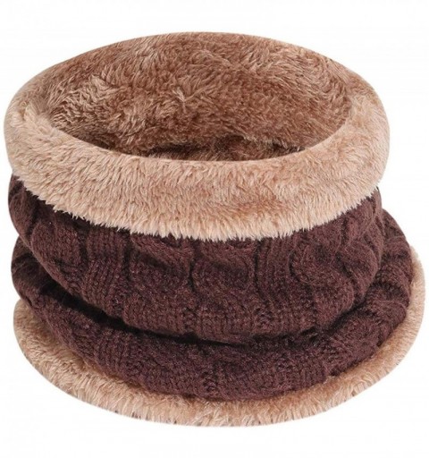Skullies & Beanies 2-Pieces Winter Beanie Hat Scarf Set Warm Knit Hat & Warm Neck Thick Knit Cap for Men Women Kids - Brown -...