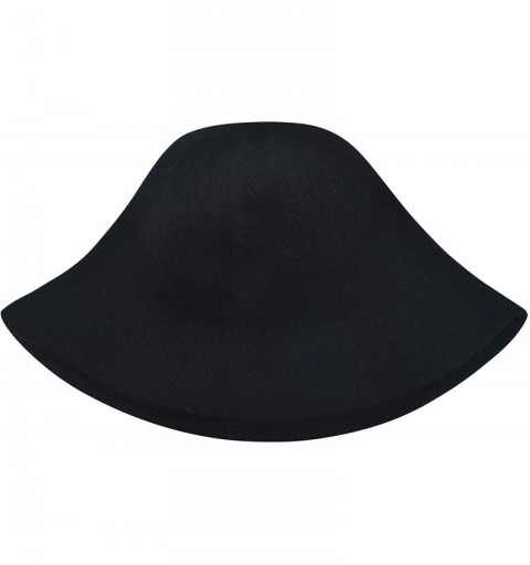 Fedoras Womens Winter Wool Bucket Hats Warm Solid Fedora - Black - CF18AO4TY74 $18.30