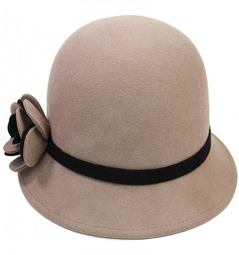 Fedoras Women's Bow Wool Felt Bucket Hat - Camel - CN128NIYSE1 $31.25