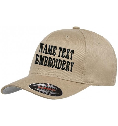 Baseball Caps Custom Embroidery Hat Flexfit 6277 Personalized Text Embroidered Fitted Size Cap - Khaki - CP180UOGWM6 $25.91