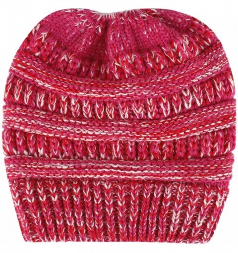 Skullies & Beanies New Unisex Fashion Hip-hop Hat Warm Knitted Crochet Slouchy Baggy Beanie Hat Cap - Ponytail-red - CH18NENU...