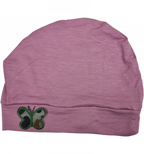 Skullies & Beanies Soft Chemo Cap Cancer Beanie with Green Camo Butterfly - Rose - C712NA4O40G $19.63