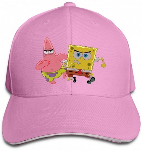 Baseball Caps Men's Angry Spongebob Cotton Snapback Caps Dry and Crisp Cool TravelMid Crown Curved Bill Tennis Caps - Pink - ...