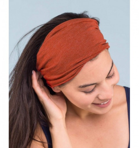 Headbands Soul Flower Women's Boho Headband- Organic Cotton Stretchy Wide Half Bandeau Accessory- Made in the USA (Flame) - C...