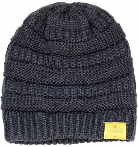 Skullies & Beanies Unisex Winter Chunky Soft Cable Knit Beanie Winter Hat - Navy - CJ126SXT8D9 $11.61