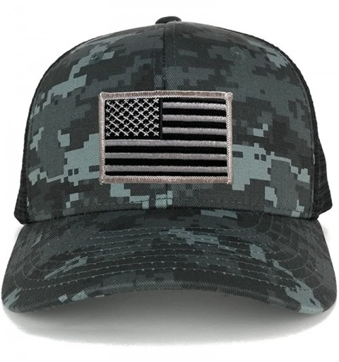 Baseball Caps US American Flag Embroidered Patch Adjustable Camo Trucker Cap - NTG-Black - Black Grey Patch - CB12N00JZ89 $14.54