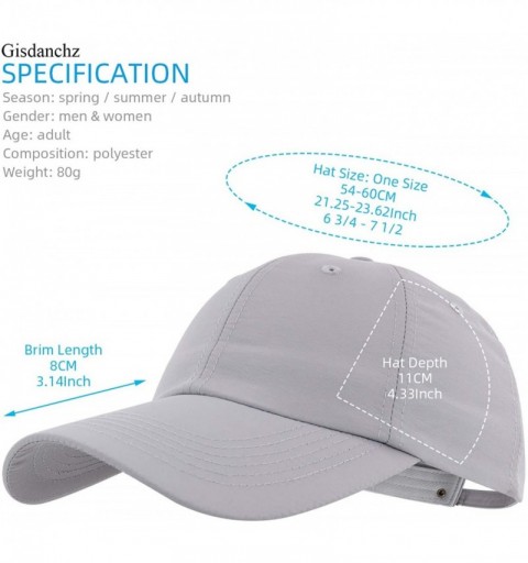 Baseball Caps 7-7 1/2 Quick Dry Breathable Ultralight Running Hat for Sport - Pure - Grey - C918UYQ4ULT $9.36