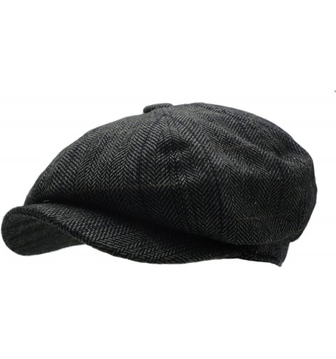 Newsboy Caps Men's Wool Blend Applejack Houndstooth Plaid Ivy Newsboy Hat - Gray - CI185YEO0X9 $12.13