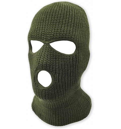 Balaclavas 3 Hole Beanie Face Mask Ski - Warm Double Thermal Knitted - Men and Women - Olive - CW18KMTO23L $8.35