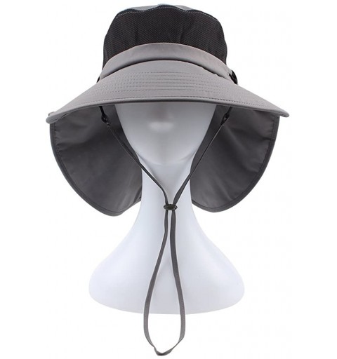 Sun Hats Outdoor Sun Hat Men Women Flap Fishing Hat Neck Face Cover Mesh Bucket Hat UPF 50+ - Gray - CX18G85IQSA $16.34