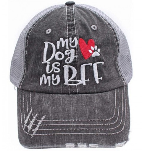 Baseball Caps My Dog is My BFF mom Embroidered Women's Trucker Hats Caps - Red - CH18M72UYUW $34.10