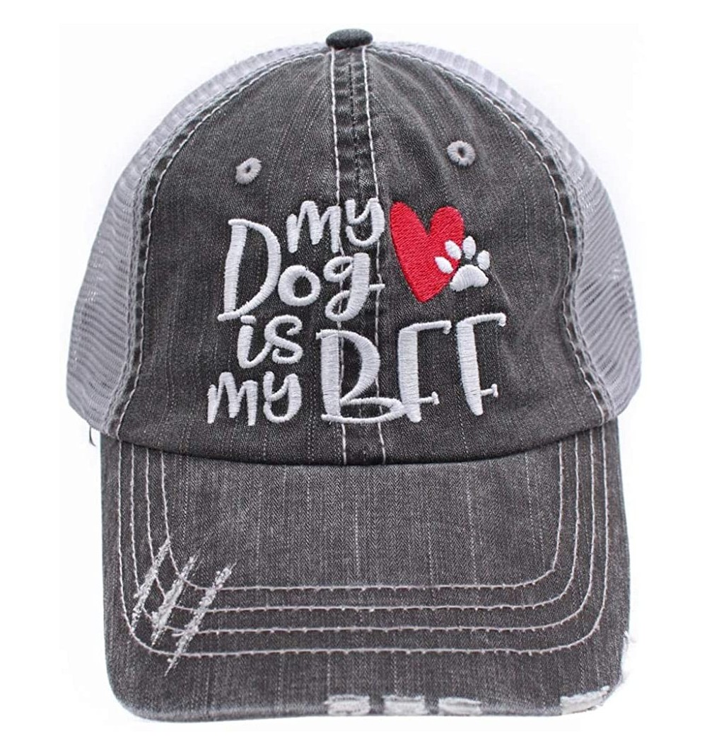 Baseball Caps My Dog is My BFF mom Embroidered Women's Trucker Hats Caps - Red - CH18M72UYUW $21.25
