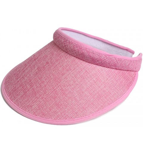 Visors Women's Cotton Linen Clip On Visor - Pink - CL18EC7U3HH $11.95