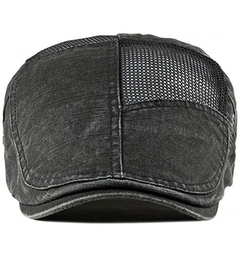 Newsboy Caps Men's Mesh Cotton Flat Ivy Cap Newsboy Cabbie Gatsby Hat Beret Summer - Black - CN18UGGC8I0 $12.75