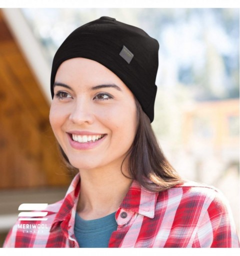 Skullies & Beanies Unisex Merino Wool Cuff Beanie Hat - Choose Your Color - Black - CO12ODFWCFM $14.77