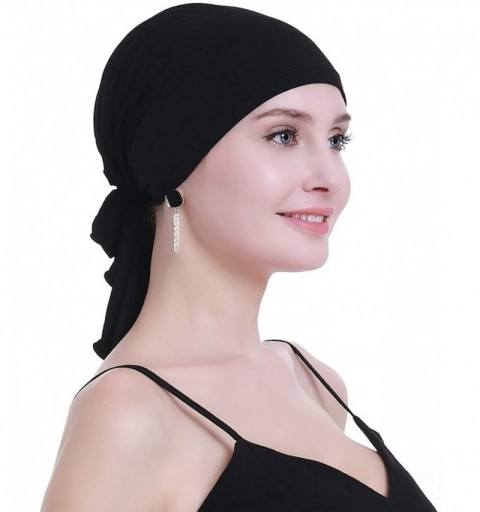 Headbands Bamboo Chemo Headscarf for Women Hair Loss - Cancer Slip On Headwear Turbans Sealed Packaging - Bamboo Black - CN18...