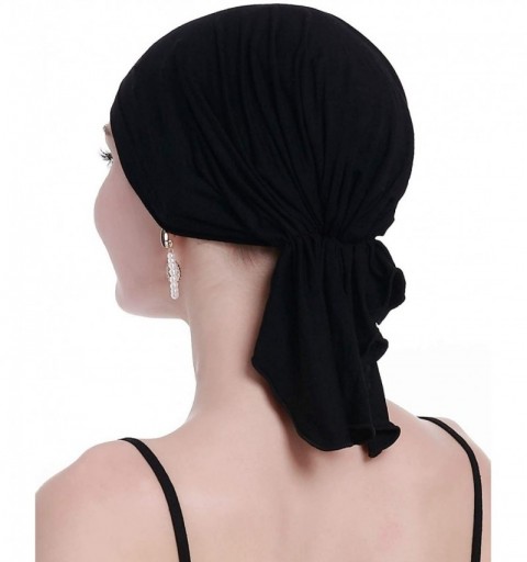 Headbands Bamboo Chemo Headscarf for Women Hair Loss - Cancer Slip On Headwear Turbans Sealed Packaging - Bamboo Black - CN18...