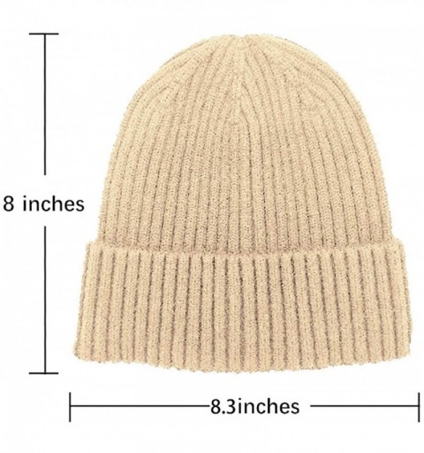 Skullies & Beanies Beanie Hat for Men Women Knit Slouchy Skull Cap Winter Unisex Rolled Up Hats - Beige - C3193ZS333L $9.72