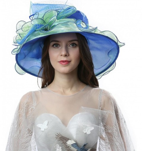 Sun Hats Women's Fascinators Wide Brim Sun Hat for Kentucky Derby- Church- Wedding- Tea Party- Royal Ascot- Easter - C417X63A...