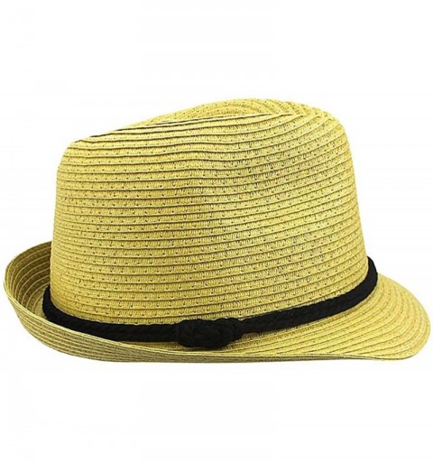 Fedoras Summer Fedora Hat with Nautical Rope Band - Tan - CK12HJP74SV $14.17
