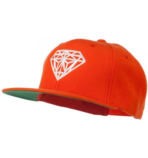 Baseball Caps Big Diamond Embroidered Flat Bill Cap - Orange - C811Q3SRORR $20.33