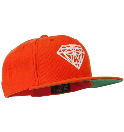 Baseball Caps Big Diamond Embroidered Flat Bill Cap - Orange - C811Q3SRORR $20.33