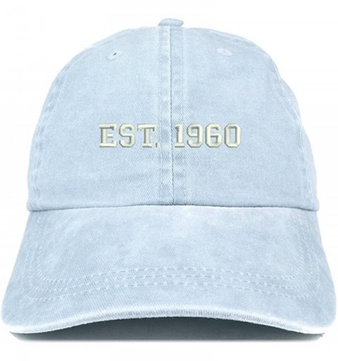 Baseball Caps EST 1960 Embroidered - 60th Birthday Gift Pigment Dyed Washed Cap - Light Blue - CV180QLS6OR $13.98