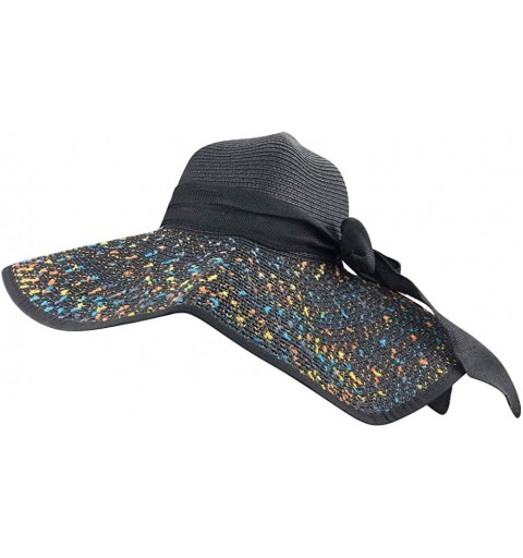 Bucket Hats Women Summer Spekel Flap Cover Cap Staw Large Brim UPF 50+ Sun Shade Hat - Black - C818RDLUAR7 $13.01