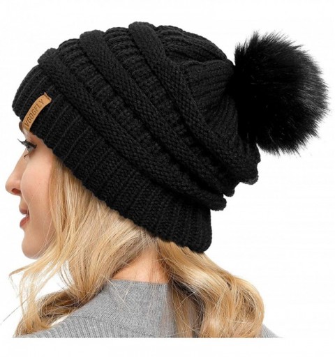 Skullies & Beanies Women Knit Slouchy Beanie Pom Hat - CS18ADODYX7 $8.88