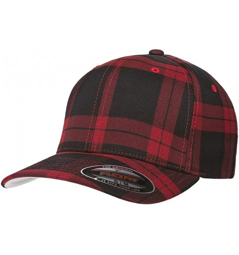 Baseball Caps 6197 Tartan Plaid Cap - Black/Red - CU11OH7HCRX $16.59