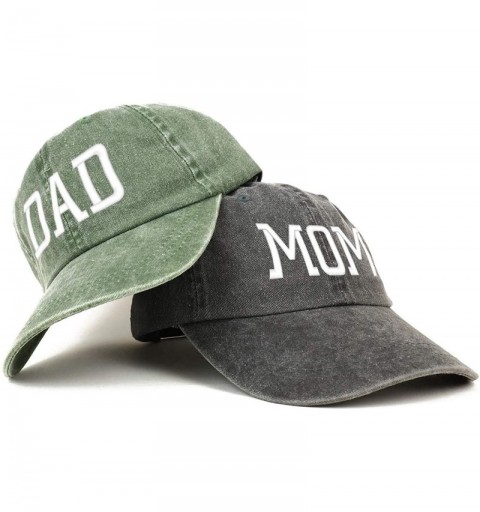 Baseball Caps Capital Mom and Dad Pigment Dyed Couple 2 Pc Cap Set - Black Olive - C018I9O70NA $23.82