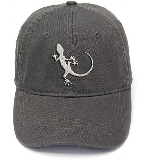 Baseball Caps Unisex Baseball Cap-Lizard Flock Printing Washed Cotton Adjustable Twill Low Profile Plain Hats - Charcoal - CY...