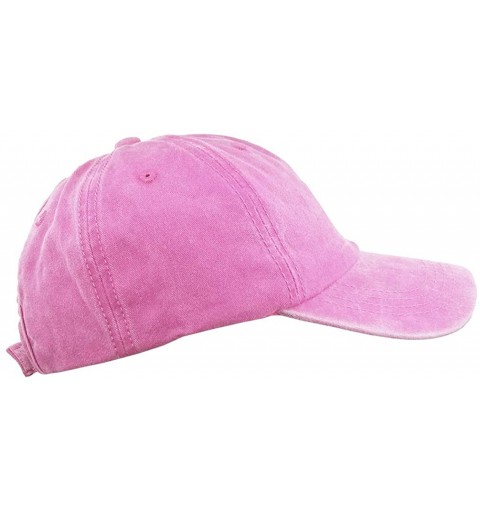 Baseball Caps Ponytail Baseball Hat Distressed Retro Washed Cotton Twill - Rose - CX18GYC6ZEE $12.33