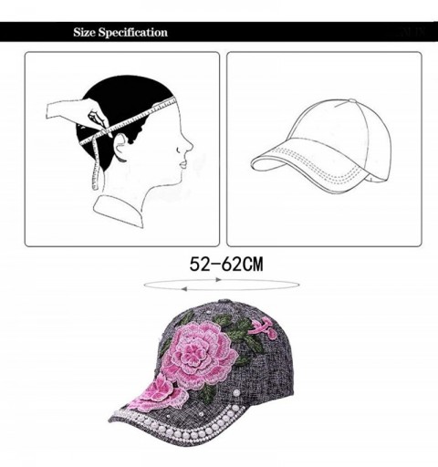 Baseball Caps Discount Baseball Cap!Women Men Adjustable Flower Rhinestone Denim Mesh Cap Hat - Sky Blue - C418QGNDKTS $13.44