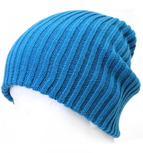 Skullies & Beanies Stretch-fit Ribbed Knit Beanie Skull Winter Hat Sports Running Beanies - Light Blue - CF18K38NQ6R $10.87
