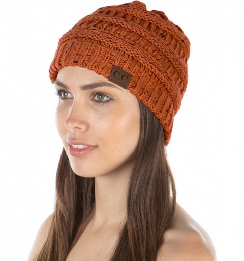 Skullies & Beanies Exclusives Womens Beanie Solid Ribbed Knit Hat Warm Soft Skull Cap - Rust - Confetti - CQ18YGHC3AK $9.29