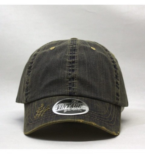 Baseball Caps Distressed Dirty Wash Herringbone Cotton Adjustable Baseball Cap - Navy - C7186M3SLE2 $13.43