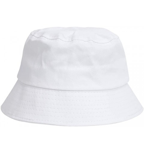 Bucket Hats Womens UPF50+ Linen/Cotton Summer Sunhat Bucket Packable Hats w/Chin Cord - White - C31987YXGX7 $14.83