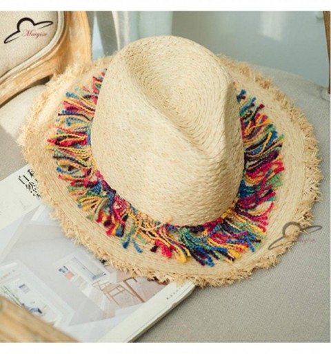Sun Hats Summer Fringe Raffia Sun Hats for Women Fashion Tassels Patchwork Holiday Beach Straw Hat Ladies Girls Caps - CD18RO...