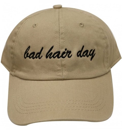Baseball Caps Bad Hair Day Cotton Baseball Caps - Khaki - CX182XNUAEE $14.68
