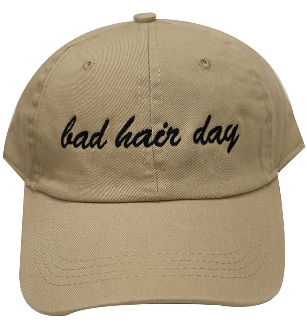 Baseball Caps Bad Hair Day Cotton Baseball Caps - Khaki - CX182XNUAEE $14.68