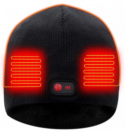 Skullies & Beanies Warmer Head Hats Battery Rechargeable Heated Beanie Hat for Winter Ear Warmers Knitted Hat (Black) - Black...