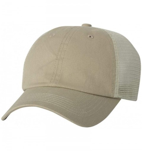 Baseball Caps Headwear 3100 Contrast Stitch Mesh Cap - Khaki/Stone - CJ12D98LP4L $7.45