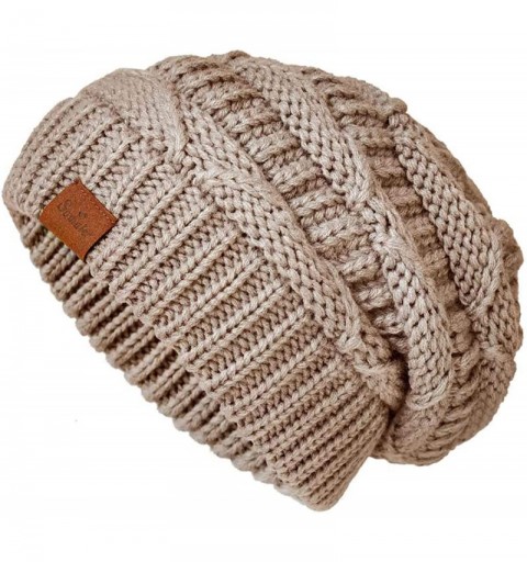 Skullies & Beanies Knit Beanie Hat for Women Oversize Chunky Winter Slouchy Beanie Hats Ski Cap - Camel - C918ADS9L38 $7.21