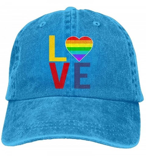 Baseball Caps Unisex LGBT Gay Pride Love Denim Jeanet Baseball Cap Adjustable Sun Hat for Men Or Women - Royalblue - CK187KRX...