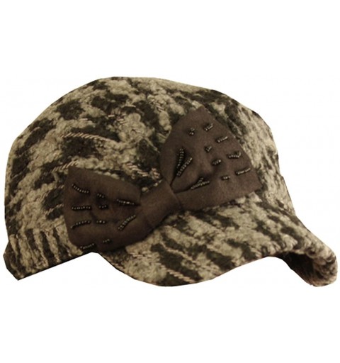 Baseball Caps Variegated Bow Wool Blend Cadet Cap - Brown - CO11ISKS1E3 $10.42