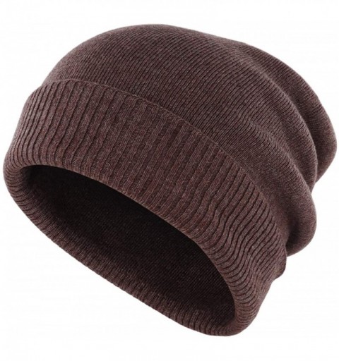 Skullies & Beanies Oversize Winter Beanie Hat - 30% Cashmere - Stretch Fitted - Coffee - C618Z2QAIU6 $15.16